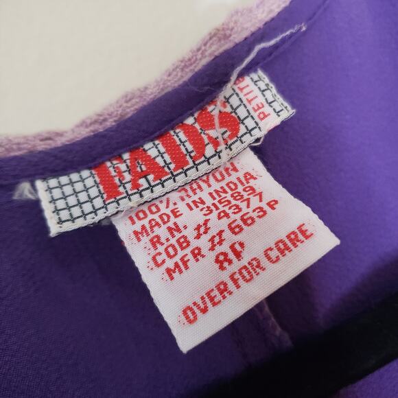 Vintage Purple Rayon Short Sleeve Maxi Dress Flowy Cottage Core Size 8P - Picture 9 of 10